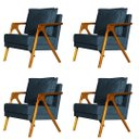 Ver imagem 1 de Kit 4 Poltronas Cadeira Mona Luxo Recepção - Suede Azul Marinho