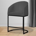 Ver imagem 2 de Poltrona Banqueta Decorativa Luxo Mia Suede Base Metal Preta - Estopar Poltrona Mia Suede Cinza