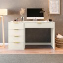 Ver imagem 7 de Mesa Escrivaninha com e Porta Objetos Vita 5 Gavetas 136cm Yescasa Off White Branco