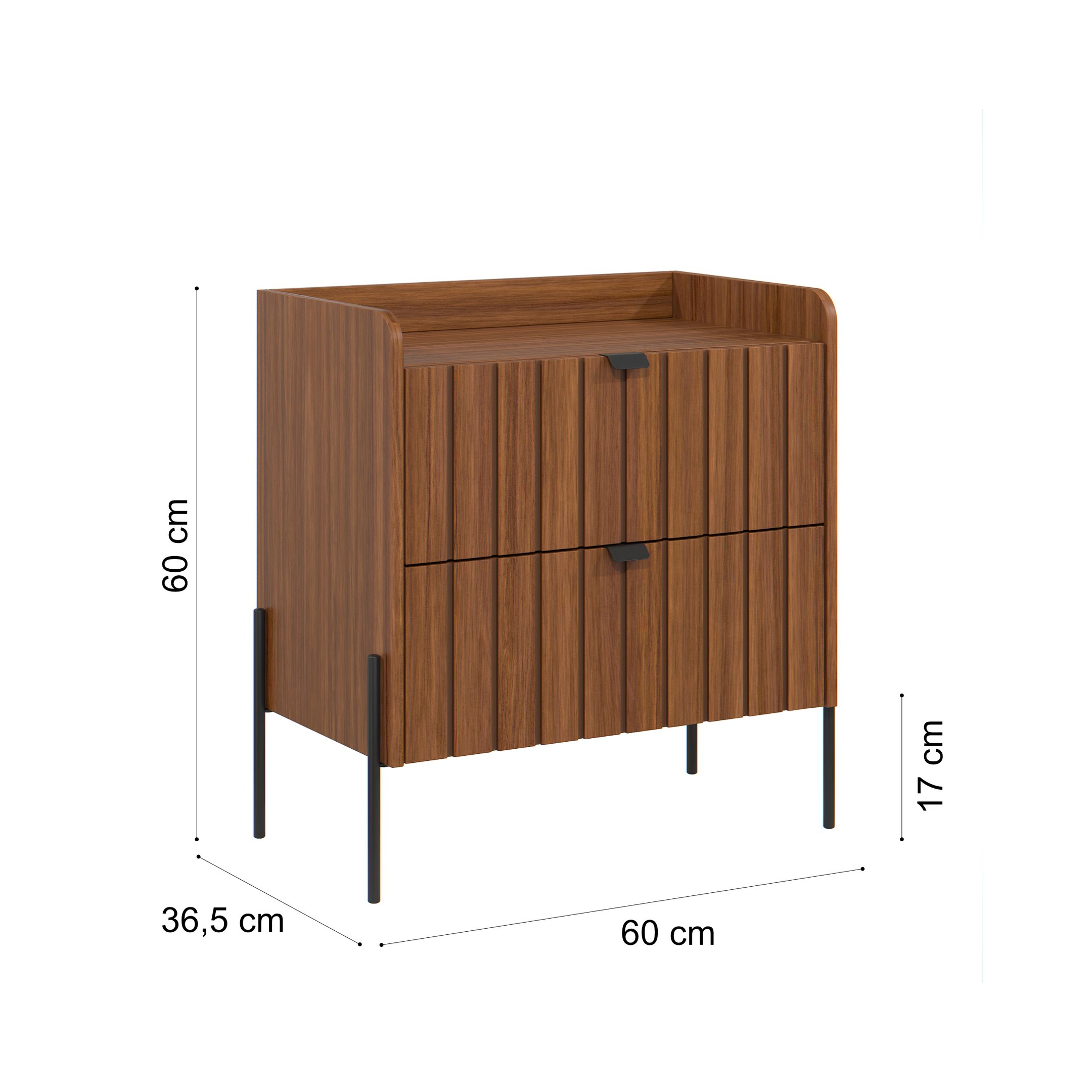 Mesa de Cabeceira Linha Venus Puxadores em Aço Carbono 60cm - 3