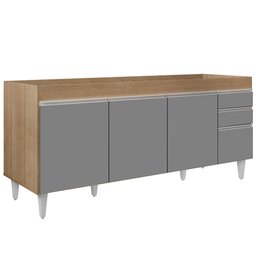 Balcão Gabinete para Pia 180cm sem Tampo Dallas Castanho/cinza - Lumil Lumil Móveis - 2