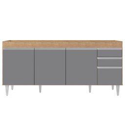 Balcão Gabinete para Pia 180cm sem Tampo Dallas Castanho/cinza - Lumil Lumil Móveis - 6