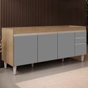 Ver imagem 1 de Balcão Gabinete para Pia 180cm sem Tampo Dallas Castanho/cinza - Lumil Lumil Móveis
