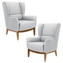 Ver imagem 1 de Kit 2 Poltronas Base Manu Madeira Milena C-315 Cinza Claro