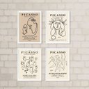 Ver imagem 2 de Kit 4 Quadros Decorativos Artes Picasso 45x34cm - com Vidro:madeira Branca