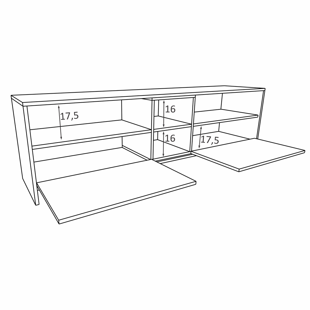 Rack para Tv 160cm 02 Portas 03 Prateleiras Rak2016-brme Estilare Branco/madeirado - 5