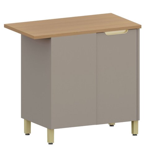 Balcão para Cozinha 100% MDF Canto Reto 1 Porta Lumen Freijó/Cinnamon