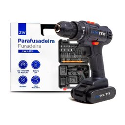 Parafusadeira Furadeira 21v com 2 Baterias + Maleta Acessórios - 3