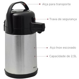 Garrafa Térmica Inox 2,5 Litros Wincy Rocie - 2
