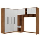 Ver imagem 2 de Guarda-roupa Casal Modulado Lugano 8 Portas 3 Gavetas Nogal/branco - Hecol Móveis