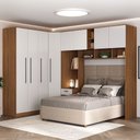 Ver imagem 1 de Guarda-roupa Casal Modulado Lugano 8 Portas 3 Gavetas Nogal/branco - Hecol Móveis