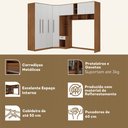 Ver imagem 5 de Guarda-roupa Casal Modulado Lugano 8 Portas 3 Gavetas Nogal/branco - Hecol Móveis