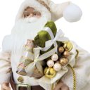 Ver imagem 3 de Papai Noel Decorativo Branco e Bege Luxo 60cm Casaco Guizos Lã Pelúcia e Saco de Presentes - Cromus