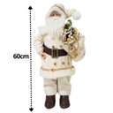 Ver imagem 4 de Papai Noel Decorativo Branco e Bege Luxo 60cm Casaco Guizos Lã Pelúcia e Saco de Presentes - Cromus