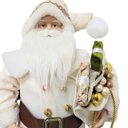 Ver imagem 5 de Papai Noel Decorativo Branco e Bege Luxo 60cm Casaco Guizos Lã Pelúcia e Saco de Presentes - Cromus