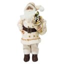 Ver imagem 1 de Papai Noel Decorativo Branco e Bege Luxo 60cm Casaco Guizos Lã Pelúcia e Saco de Presentes - Cromus