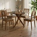 Ver imagem 2 de Mesa de Jantar Cacau com 4 Cadeiras Estofadas Encanto Corino Kaki Ornar