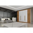Ver imagem 1 de Guarda Roupa Casal 6 Portas 6 Gavetas - Orfeus Ripado-branco - Móveis Horizonte