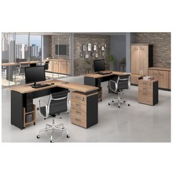 Mesa Diretor em L Web30 1,50x1,50 C/ Gaveteiro - Calvi/preto - 4
