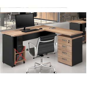 Mesa Diretor em L Web30 1,50x1,50 C/ Gaveteiro - Calvi/preto