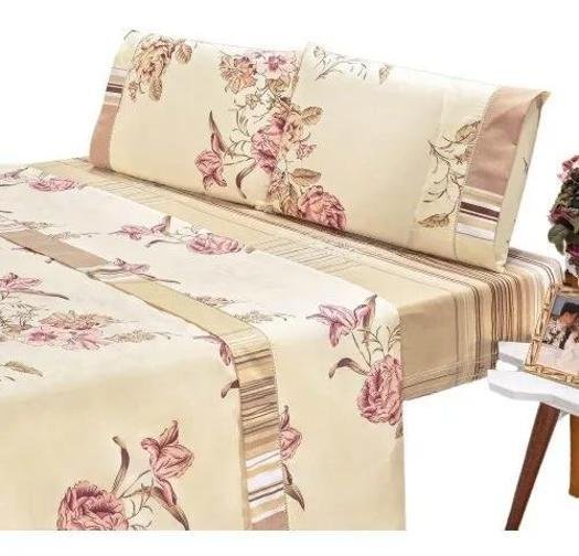 Jogo Lençol Queen 4 Peças Cama Box Linha Charmoso Estampas