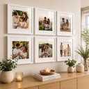 Ver imagem 1 de Kit 6 Quadros Porta Retrato Foto 15x15 Paspatur Branco 22x22:Moldura Branca