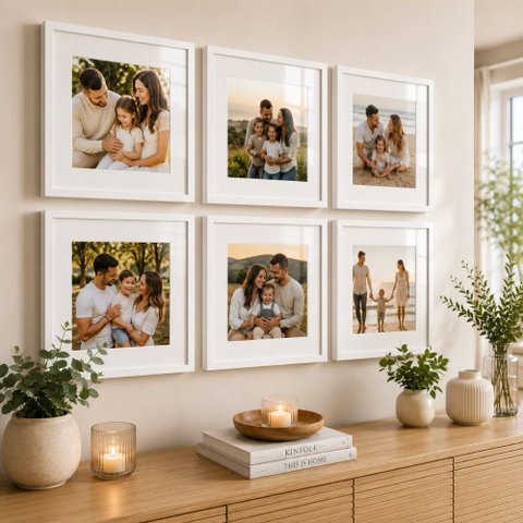 Kit 6 Quadros Porta Retrato Foto 15x15 Paspatur Branco 22x22:Moldura Branca