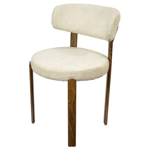 Cadeira Tuela Off White - Base Metal Marrom Escuro