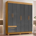 Ver imagem 3 de Guarda Roupa Casal 6 Portas 2 Gavetas 160 cm New Recife Freijo Grafite Acetinado Poliman