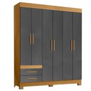 Ver imagem 1 de Guarda Roupa Casal 6 Portas 2 Gavetas 160 cm New Recife Freijo Grafite Acetinado Poliman