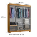 Ver imagem 2 de Guarda Roupa Casal 6 Portas 2 Gavetas 160 cm New Recife Freijo Grafite Acetinado Poliman