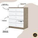 Ver imagem 3 de Cômoda Quarto Infantil 5 Gavetas - Bala de Menta - Rústico / Branco
