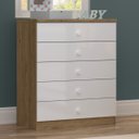 Ver imagem 1 de Cômoda Quarto Infantil 5 Gavetas - Bala de Menta - Rústico / Branco
