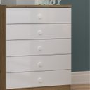 Ver imagem 5 de Cômoda Quarto Infantil 5 Gavetas - Bala de Menta - Rústico / Branco