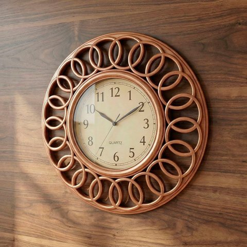 Relógio de Parede Decorativo Vazado Cobre Vintage de 46,5cm