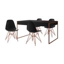 Ver imagem 2 de Mesa Jantar Industrial Retangular Filadélfia Preta 137x90cm com 4 Cadeiras Eames Pretas Base Cobre