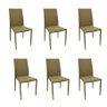 Conjunto 6 Cadeiras de Jantar Sala de Estar Tecido Poliéster Bege Confortável Aço Amanda Rivatti - 1