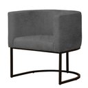 Ver imagem 2 de Poltrona Reforçada Decorativa Sala Estar Jantar Gabriela Base Ferro Preto Suede Cinza