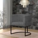 Ver imagem 1 de Poltrona Reforçada Decorativa Sala Estar Jantar Gabriela Base Ferro Preto Suede Cinza