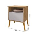 Ver imagem 3 de Mesa de Cabeceira Cancun 1 Gaveta Pés de Madeira Maciça Cinamomo/off-white