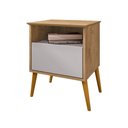 Ver imagem 2 de Mesa de Cabeceira Cancun 1 Gaveta Pés de Madeira Maciça Cinamomo/off-white