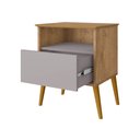 Ver imagem 4 de Mesa de Cabeceira Cancun 1 Gaveta Pés de Madeira Maciça Cinamomo/off-white