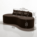 Ver imagem 2 de Sofá Tóquio Puff Orgânico Bouclé 200cm com 3 Almofadas Design Curvo Luxo para Sala e Recepção:Marrom