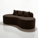 Ver imagem 5 de Sofá Tóquio Puff Orgânico Bouclé 200cm com 3 Almofadas Design Curvo Luxo para Sala e Recepção:Marrom