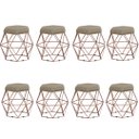 Ver imagem 1 de Kit 8 Puffs Decorativos Aramado Vanessa-Suede Bege