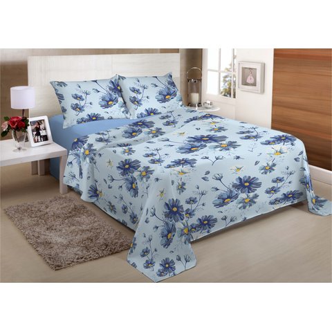 Jogo de Cama Casal 3 Peças (138) com Elastico 70% Algodao 30% Poliester - Encanto:13