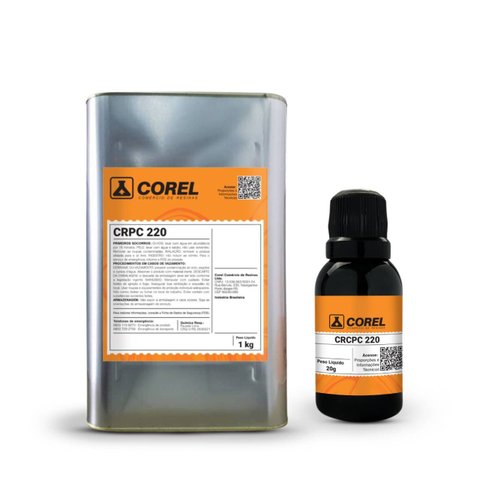 Kit Resina Poliéster e Endurecedor Crpc 220 de Baixa Viscosidade e Média Espessura (1 Kg + 20 G)