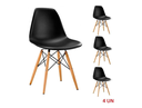 Ver imagem 6 de Mesa Industrial Base Ferro Branco em V Tampo 90x90 Canela 4 Cadeiras Eames Madeira Assento Preto