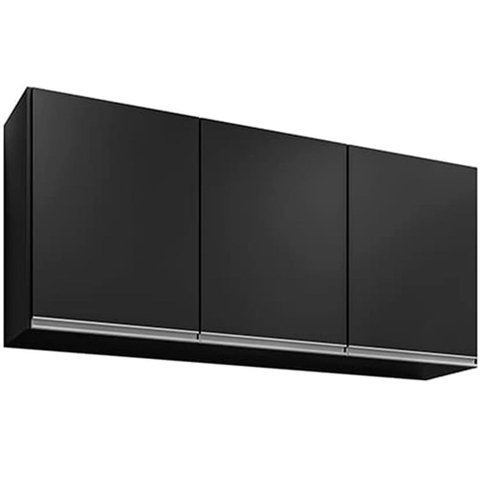 Armário Aéreo para Cozinha 3 Portas 120cm Vicent M05 Preto - Inoviza