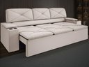Ver imagem 1 de Sofá com Porta Copos Retrátil e Reclinável Pop 2,05m Velosuede Areia - Netsofas